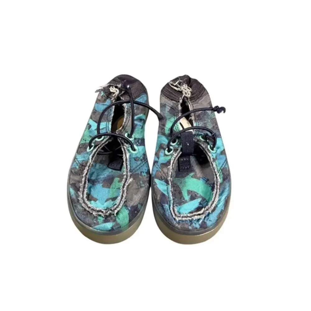 Members Mark Boys Toddler Blue Printed Slip-On Bungee Drawstring Moccasin Shoes